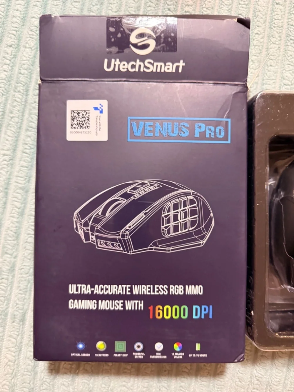 UtechSmart Venus Pro RGB MMO Wireless Gaming Mouse 16000 DPI New Open Box
